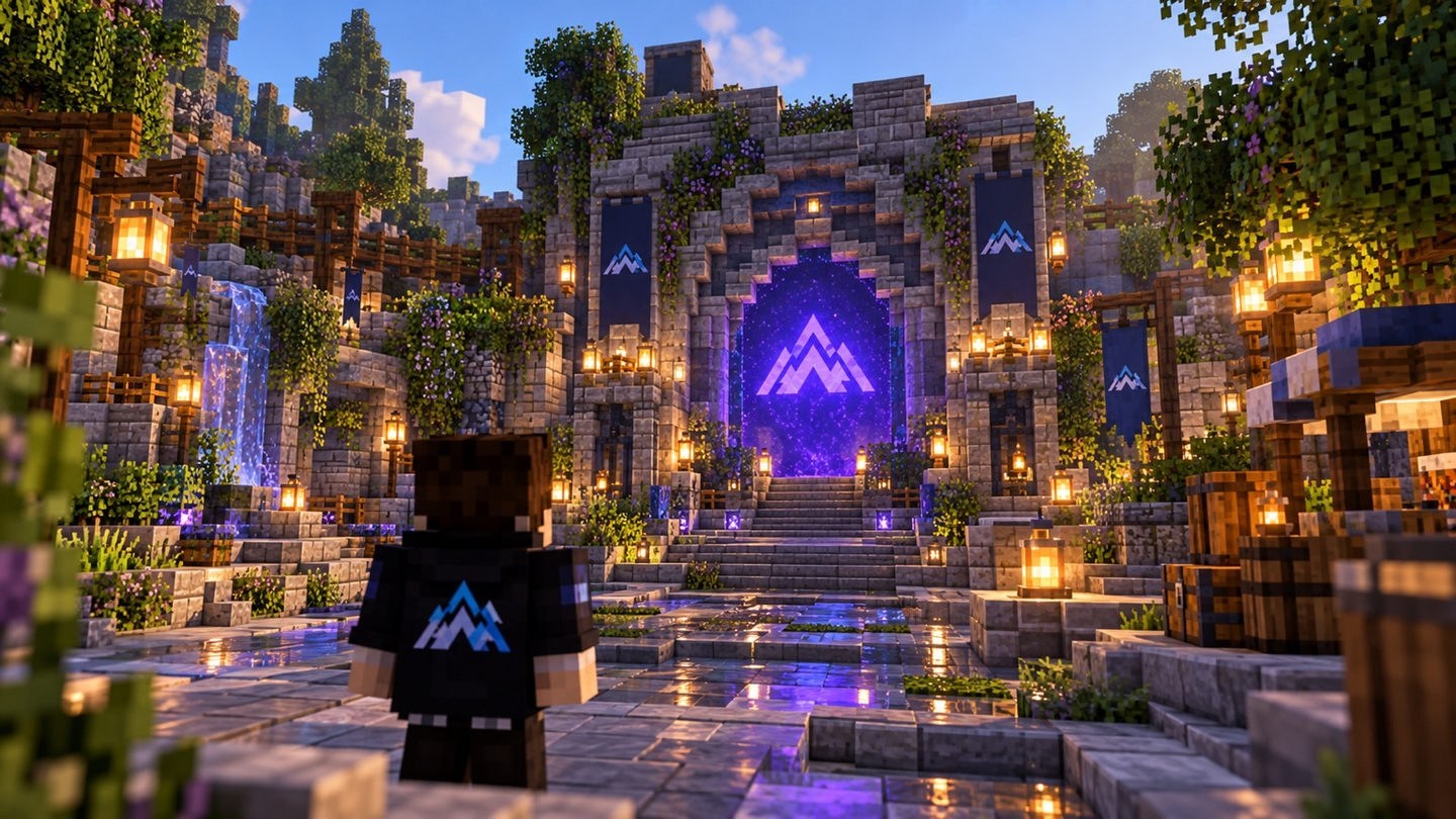 Glacier Networks Minecraft hub illustrating custom plugin services